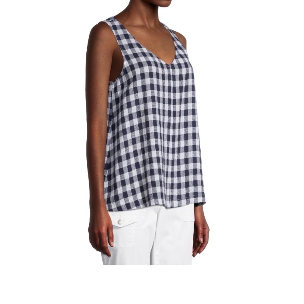 Time and Tru/ Linen Blend sleeveless tank Top / Gingham/ women size 20 (XXL)